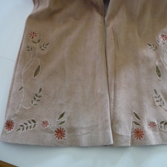 SUTTON STUDIO GORGEOUS/UNIQUE LEATHER EMBROIDERED BOOTCUT PANTS SIZE12 NEW NOTAG - Picture 4 of 7
